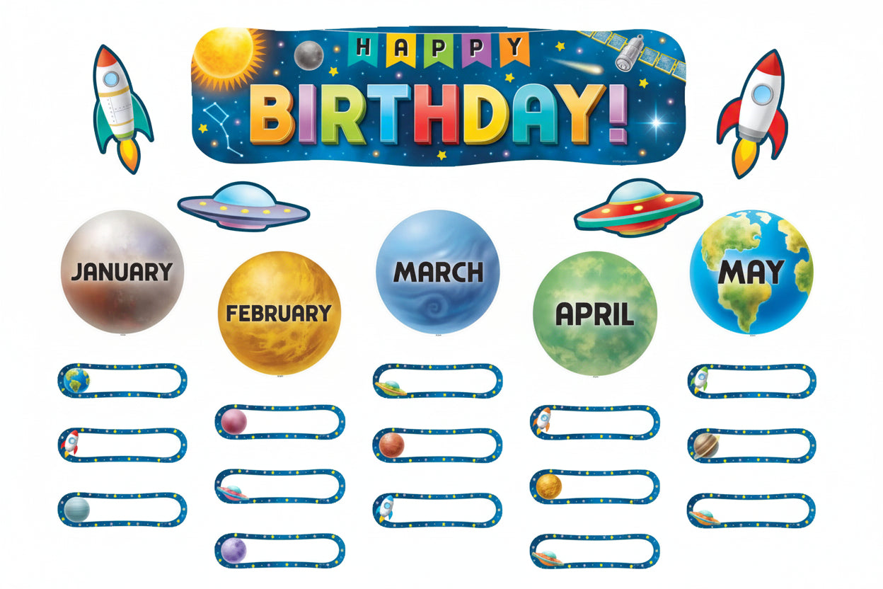 Outer Space Crew Happy Birthday Mini Bulletin Board