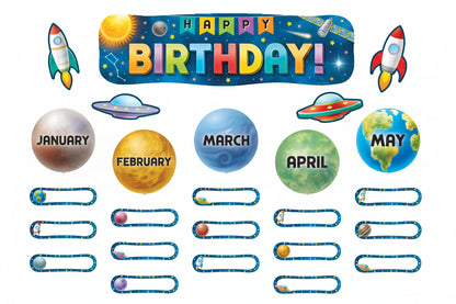 Outer Space Crew Happy Birthday Mini Bulletin Board