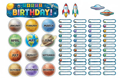 Outer Space Crew Happy Birthday Mini Bulletin Board