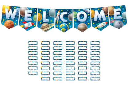 Outer Space Crew Pennants Welcome Bulletin Board
