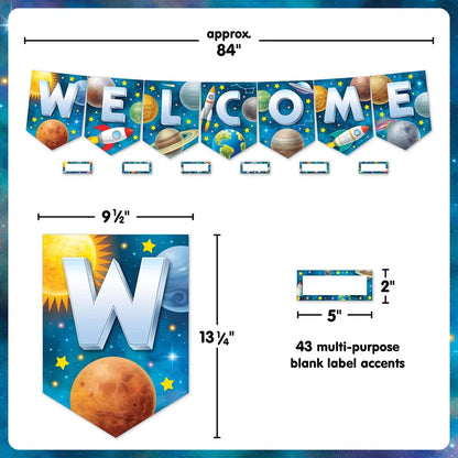 Outer Space Crew Pennants Welcome Bulletin Board