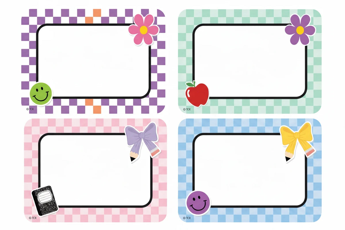 Cool for School Checkers Name Tags/Labels - Multi-Pack – JA Riollano Co ...