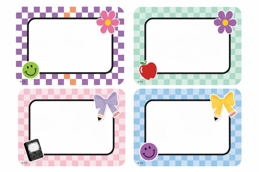 Cool for School Checkers Name Tags/Labels - Multi-Pack