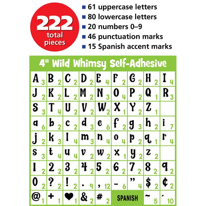 Black 4" Wild Whimsy Self-Adhesive Letters Combo Pack