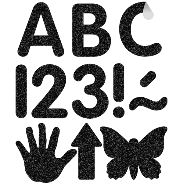 BLACK GLITZ 2" CLASSIC SELF-ADHESIVE LETTERS UPPER