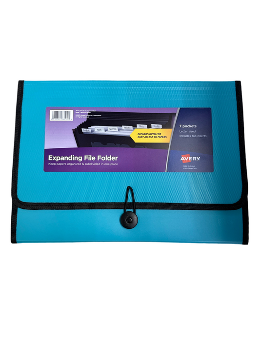EXPANDING FILE FOLDER 7-POCKETS LETTER SIZE ASSTD