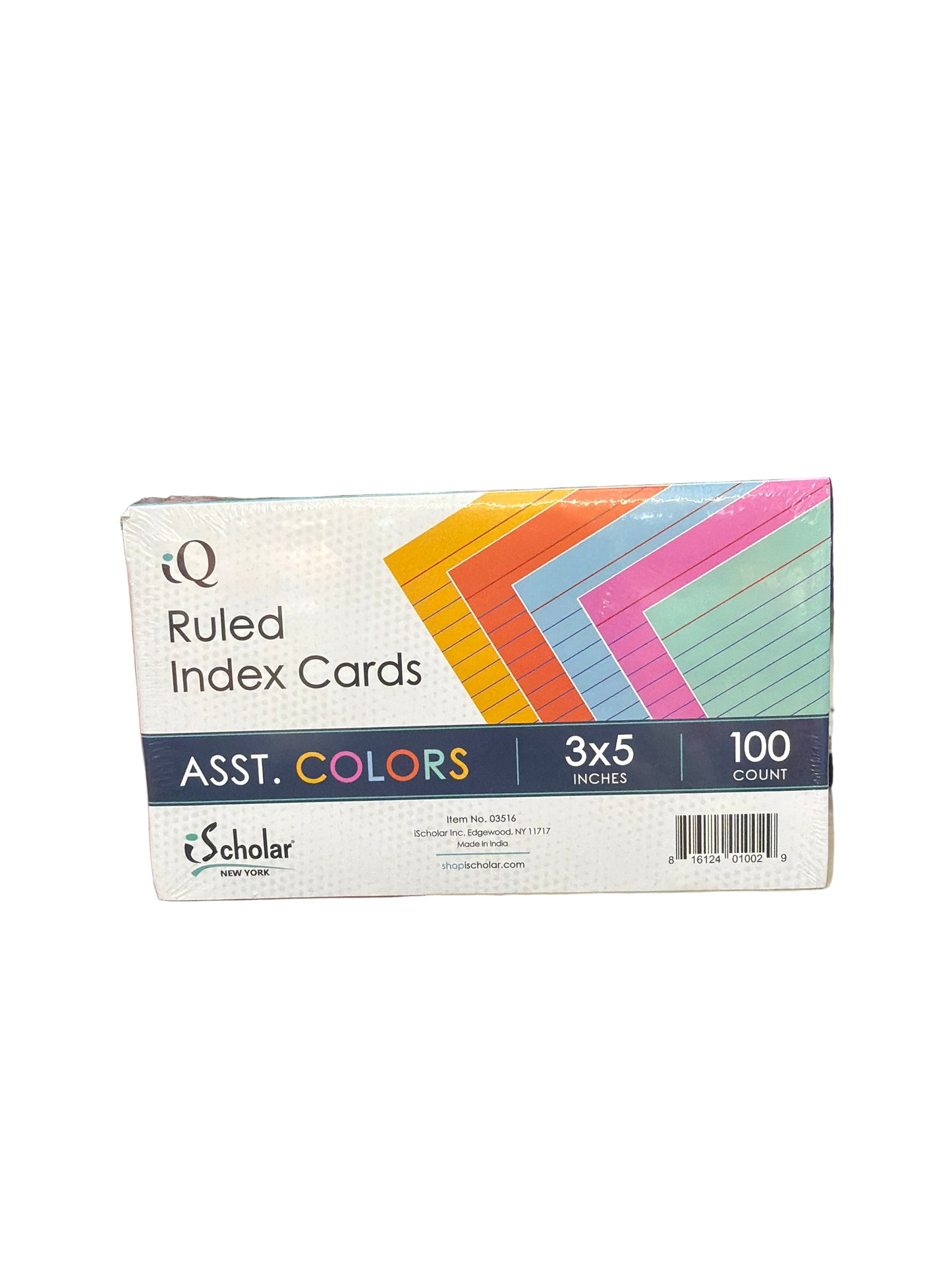 INDEX CARD COLOR RULED 3 X 5 PQ.100