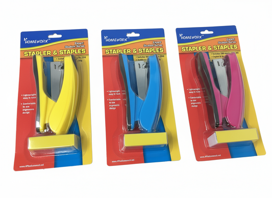 STAPLER STAMDAR DESK 5" W/STAPLES ASSORTED COLORS
