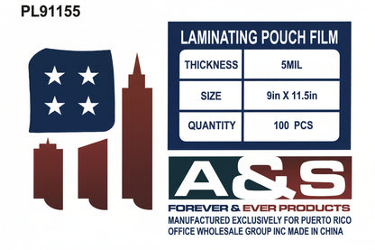 Laminating Pouch Film  | 5mil | 9in x 11.5 in | 100pcs