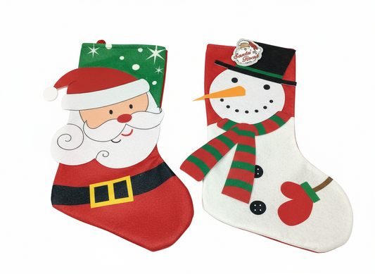 STOCKING SANTA & SNOWMAN 47CM 2AS T D