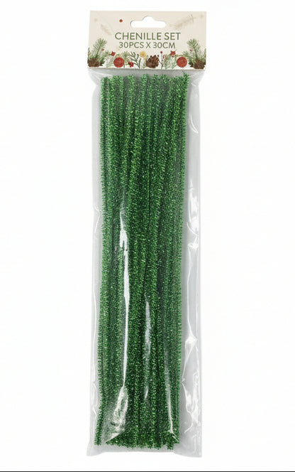 Green Glitter Chenille | 30 pcs