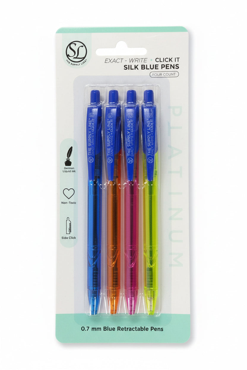 Exact Write Click  Silk Pens Blue 4pk