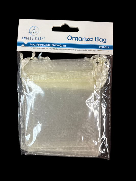 6CT. ORGANZA BAG-IVORY, APPOX. 3X4IN