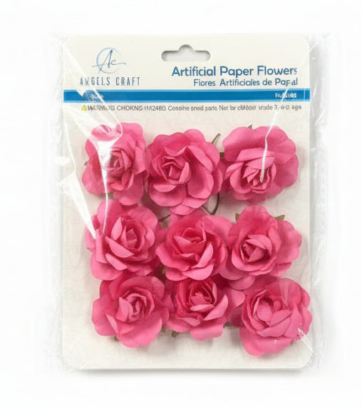 Flores Artificiales de papel | Artificial Paper Flower, Size: 1" | 9 ct