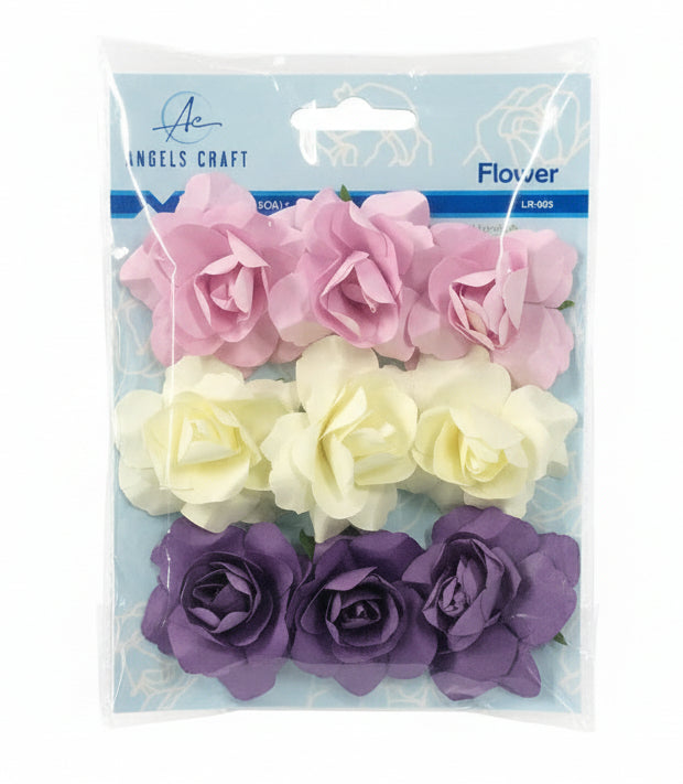 Flores de Papel Crema, Rosa , Morado | PAPER FLOWER CREAM, PINK, PURPLE | 2 1/2IN