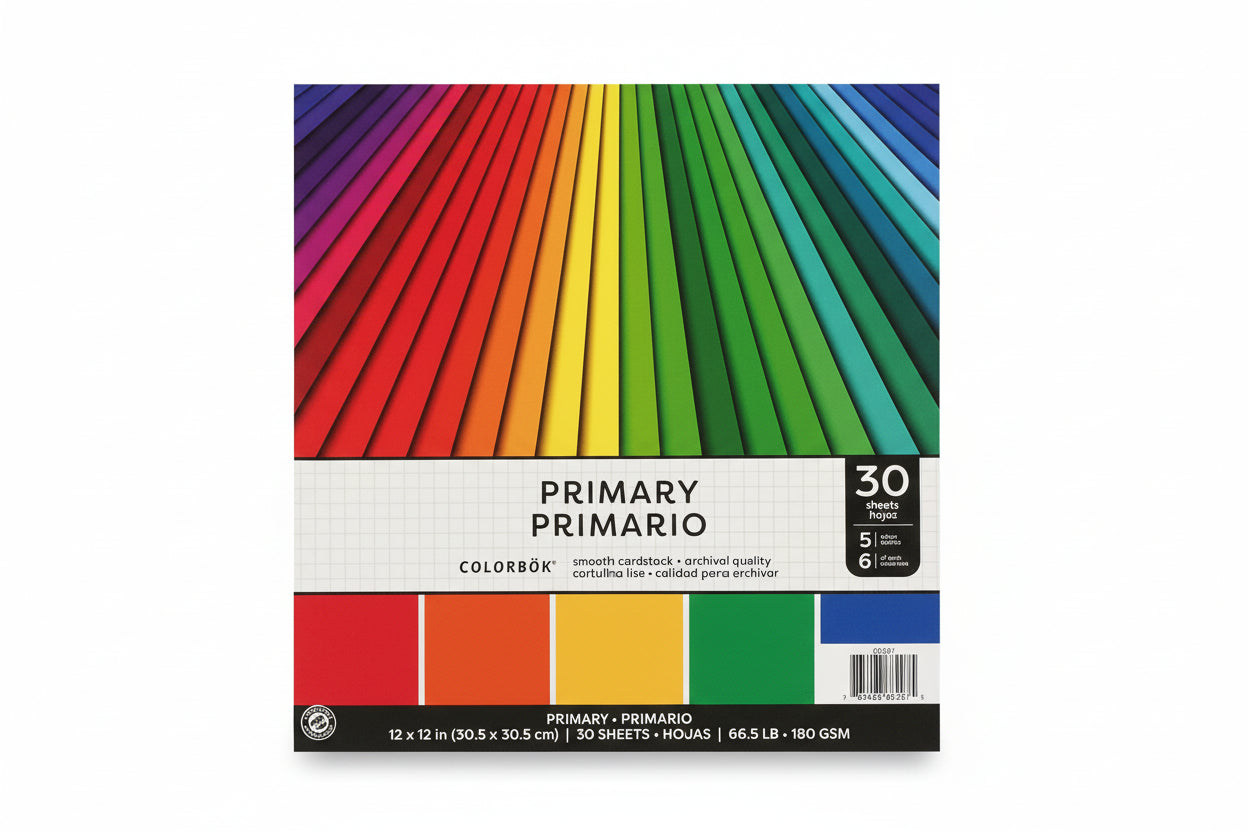 Primary Colorbok | 78lb | Smooth Cardstock | 12"X12" | 30Pk