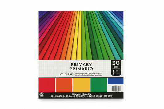 Primary Colorbok | 78lb | Smooth Cardstock | 12"X12" | 30Pk