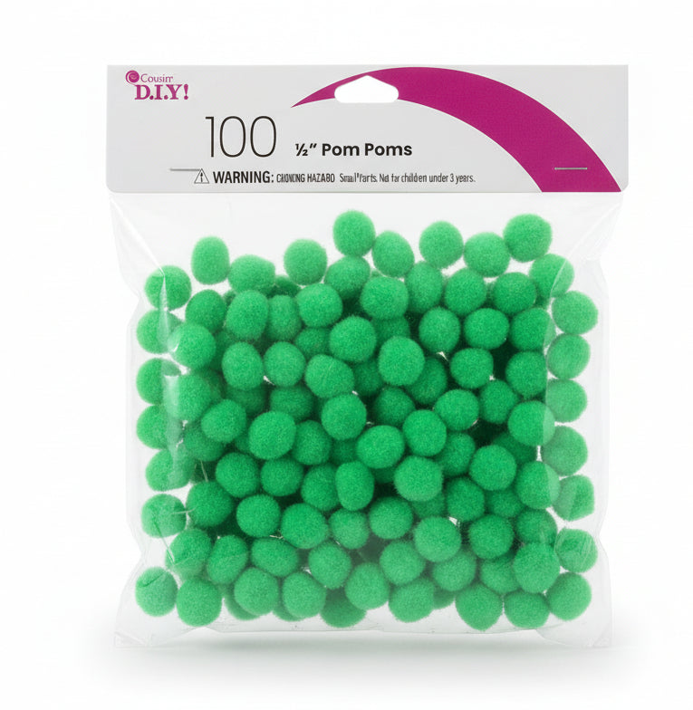 COUSIN DIY POM-POMS | 100PKG  | Green | 1/2 "