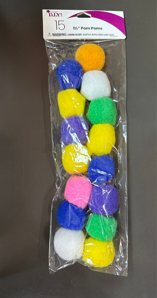 COUSINDIY POM POMS 1.5" 15/PKG-MULTI
