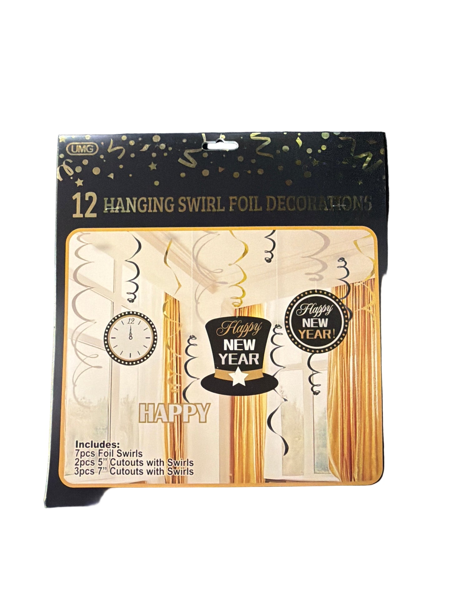HANGING DÉCOR SWIRL FOIL 12PCS