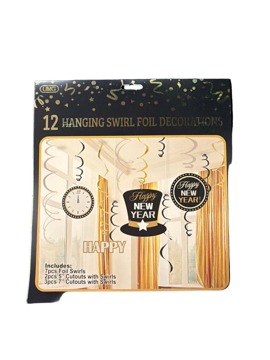 HANGING DÉCOR SWIRL FOIL 12PCS
