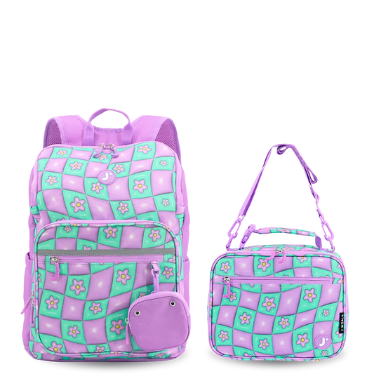 Junior Backpack With Lunch Box For School  | Puffy Flower
