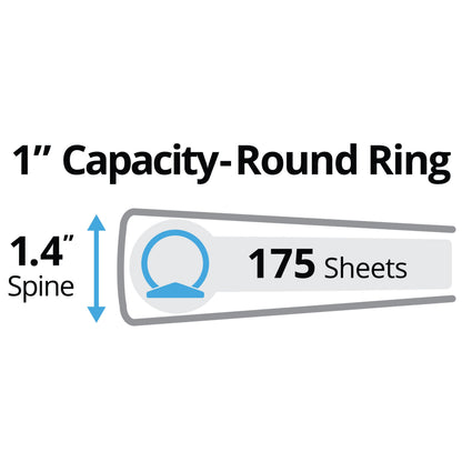 Mini Binder Black 1" Round Ring 175-Sheet Capacity