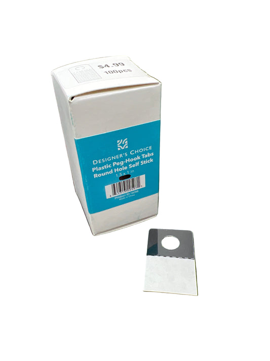 1.5 x 1 in. Plastic Peg-Hook Tabs Round Hole Self Stick