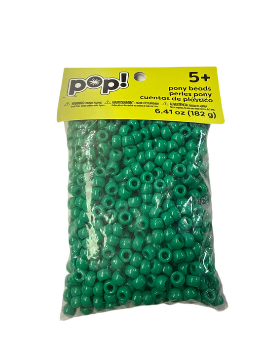 POP! POSSIBILITIES PONY BEADS GREEN 9MM