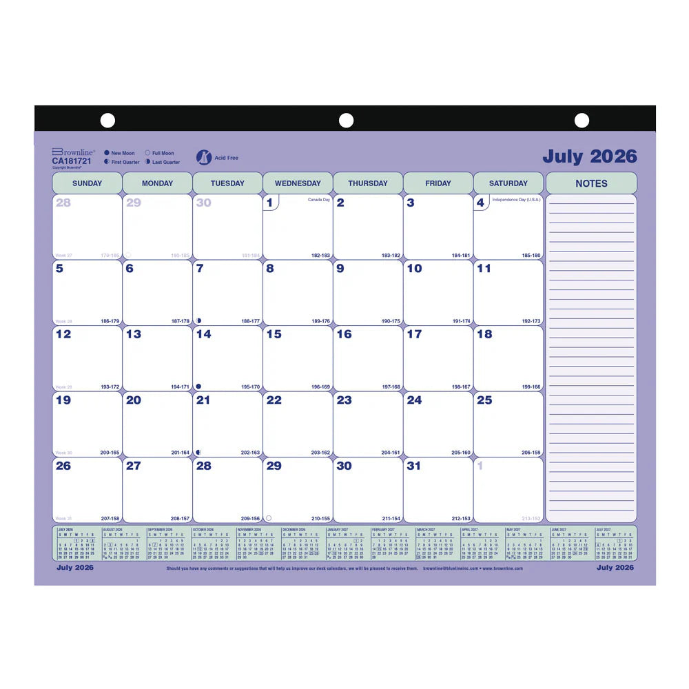 Academic Monthly Desk Pad Calendar Classic 11" x 8-1/2"