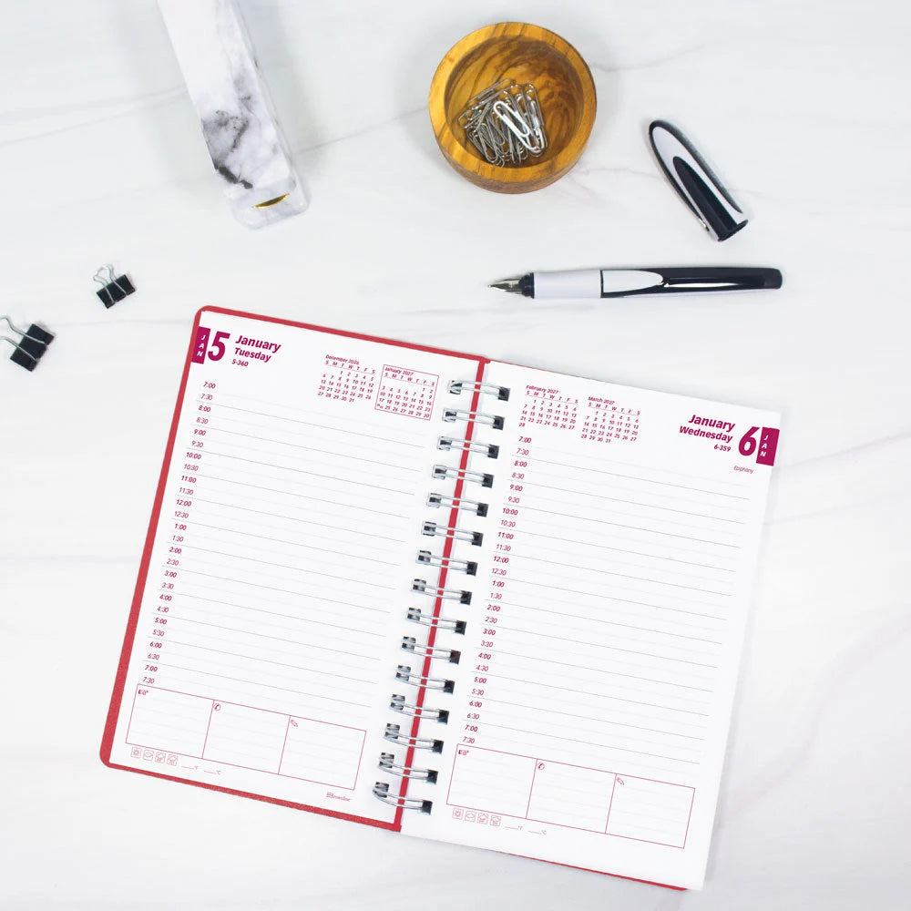DuraFlex Daily Appointment Planner - Raspberry