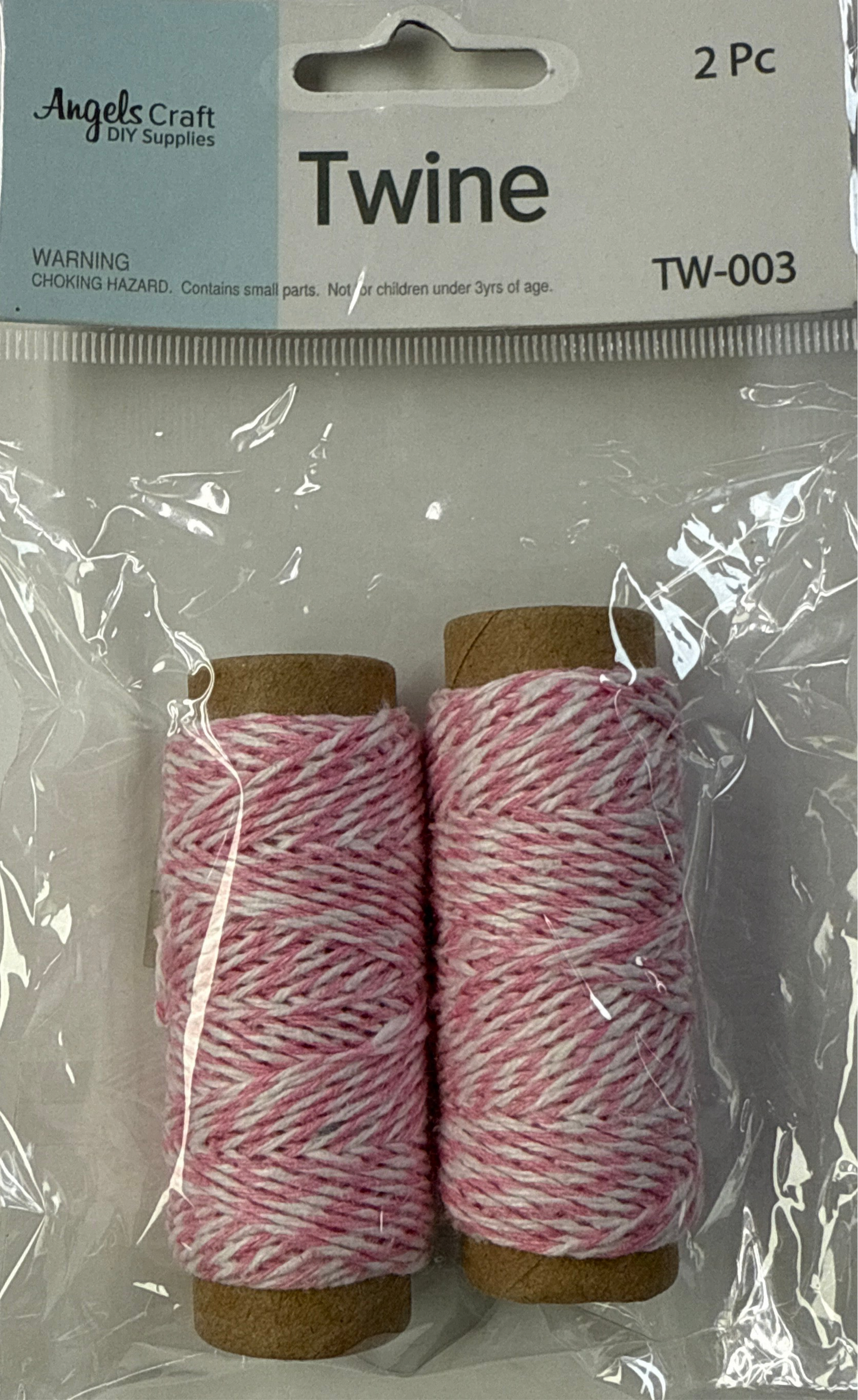 HEMP TWINE CORD ROLL PINK/WHITE 2 PC