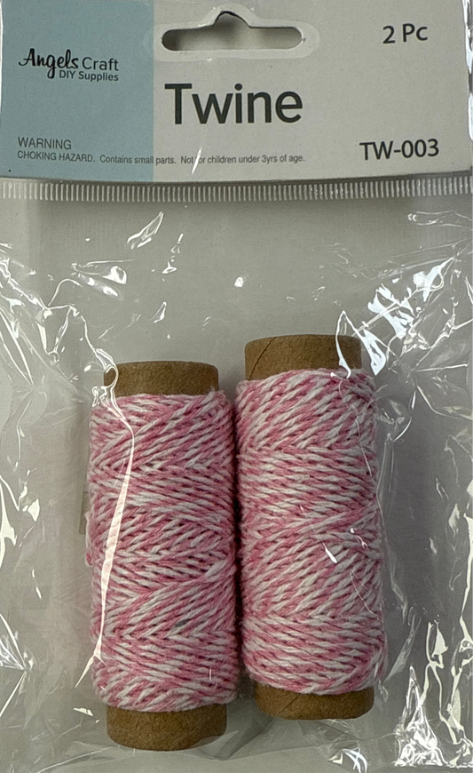 HEMP TWINE CORD ROLL PINK/WHITE 2 PC