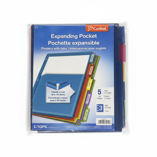 Plastic Exp Pocket Index Dividers | 5 Tab | Asst | Letter