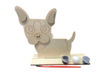 WOODEN DOG PAINT SET DOG SHAPE 3 COLORS 1 BRUSH