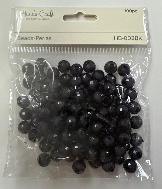 DISCO BEADS BLACK 8MM 100 PC