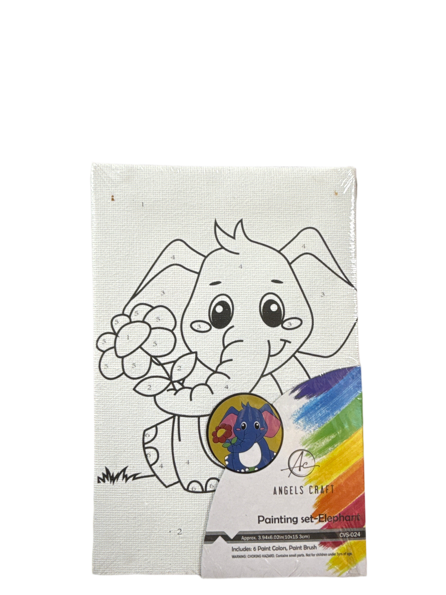 CANVAS PAINTING SET-ELEPHANT 6 COLORS 1 BRUSH