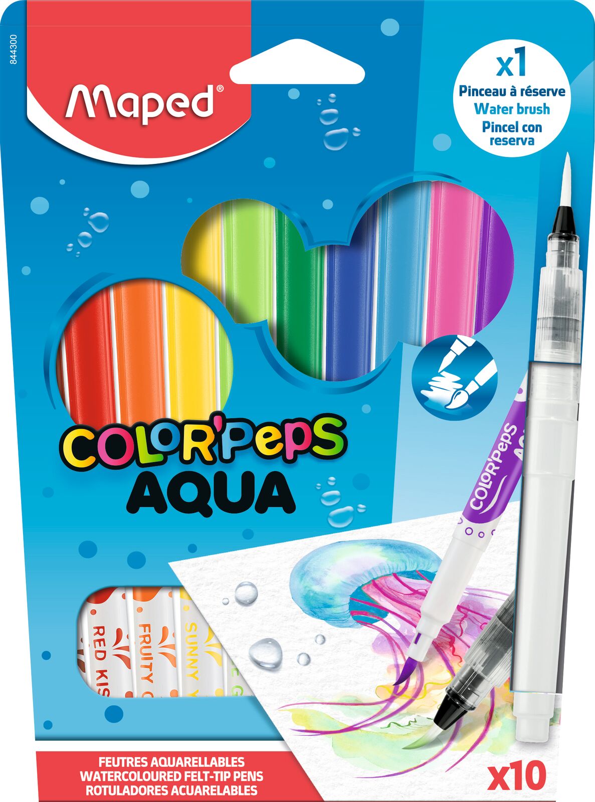 Aqua Felt Pens + Brush X10