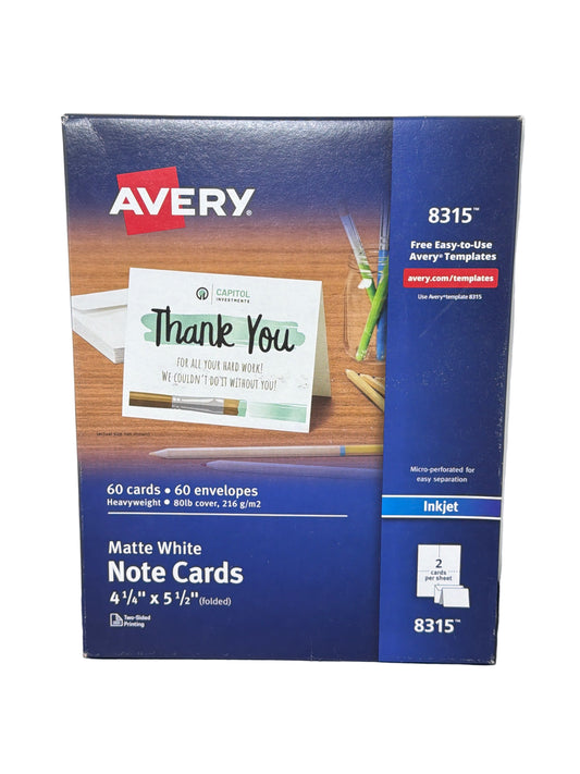 AV NOTE CARDS INK JET WHITE 4-1/4X5-1/2 (PQ.60)