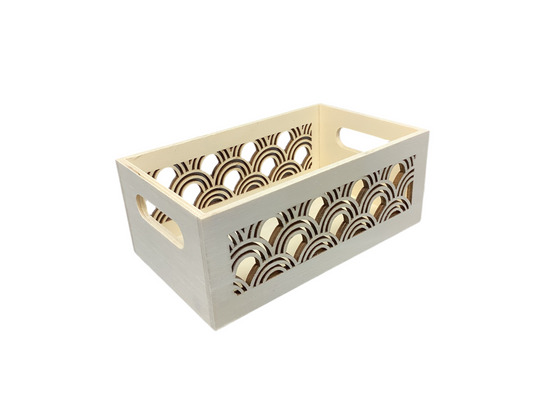 WOODEN LASER CUT TRAY 15 X 9 X 6CM