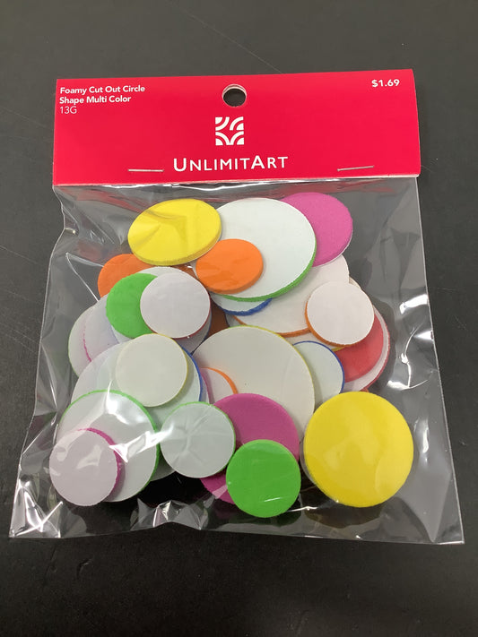 FOAMY CUT OUT CIRCLE SHAPE MULTI COLOR ASSORT SIZE