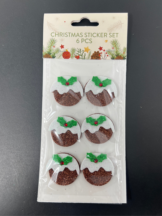 GLITTER EVA CHRISTMAS STICKERS 6PCS