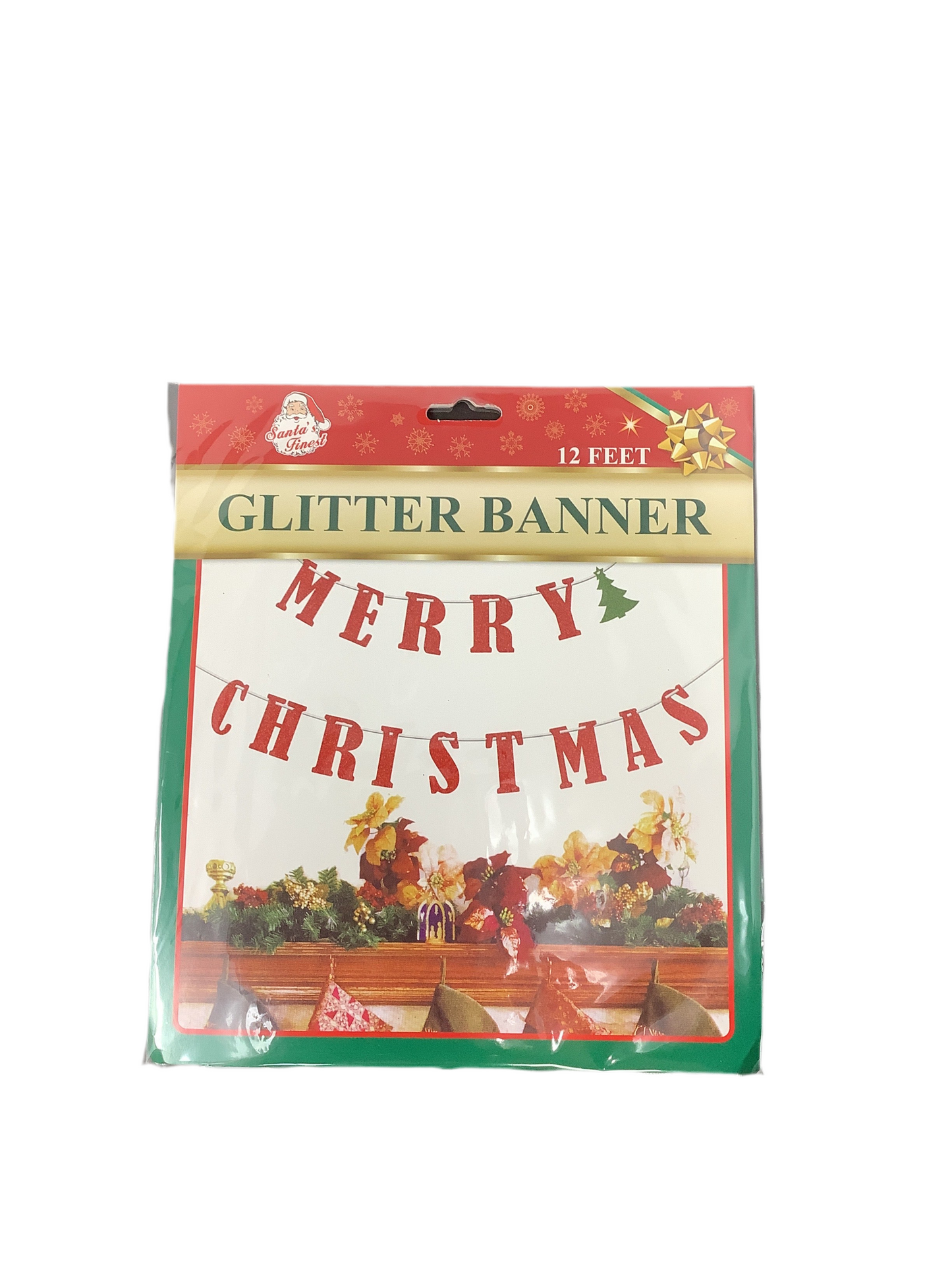 MERRY CHRISTMAS BANNER 12FT GLITTER