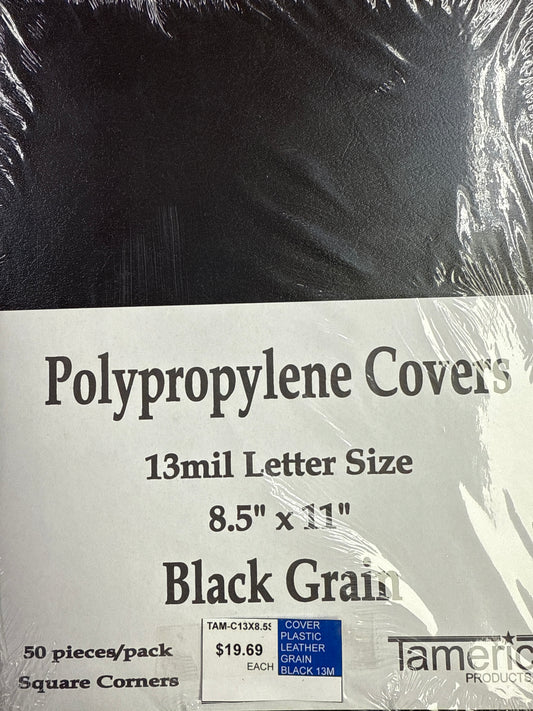 COVER PLASTIC LEATHER GRAIN BLACK 13M 50 PC