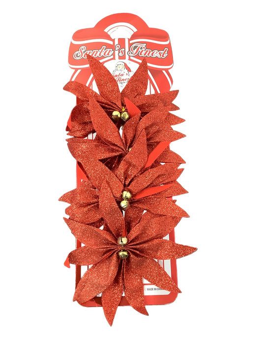 POINSETTIA BOWS 4PK 5IN 3ASTD