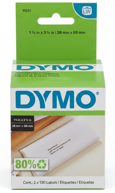 Labels DYMO  | 1-1/8 X 3-1/2 | Etiquetas de dirección blancas