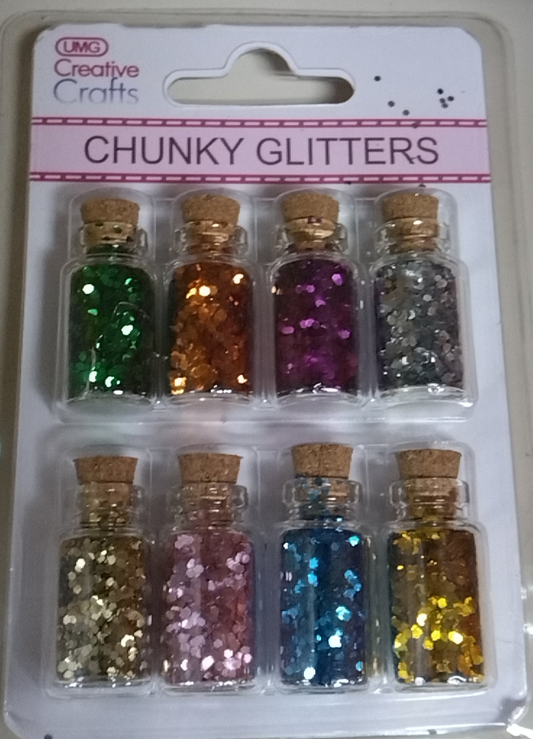 SEQUIN GLITTER BOTTLE I.18'' 8PCS MIX COLORS