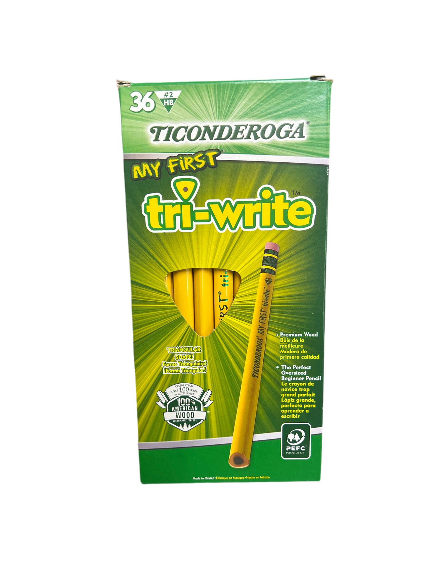 LAPIZ TRI-WRITE GRUESO #2 C/GOMA PQT.36