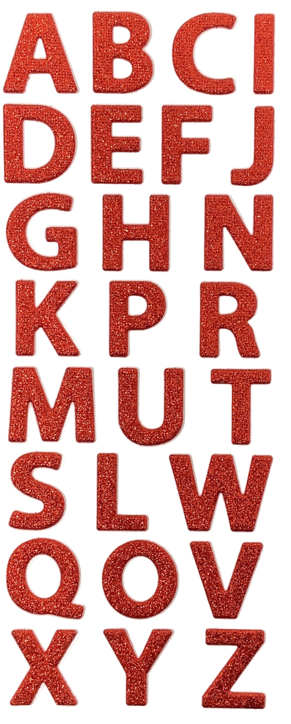 UPPER CASE ALPHABET GLITTER STICKER 5 COLORS 26 PC