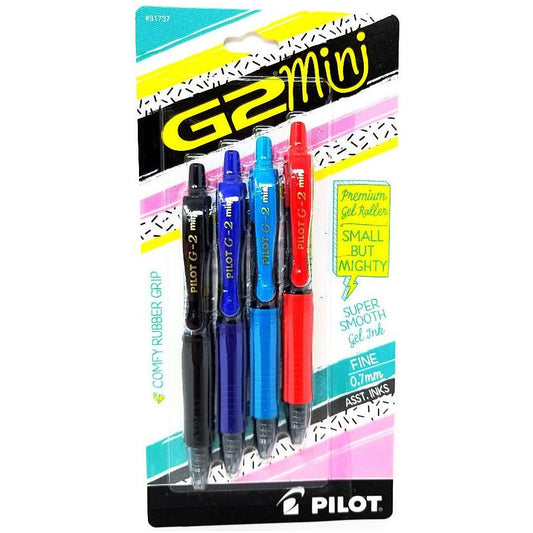 G2 GEL PEN MINI .7 FINE BLK\BLU\TRQ\RED PQ.4